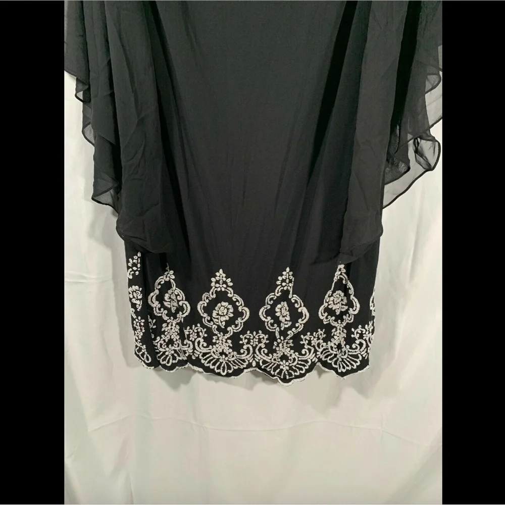 NWT $199 XSCAPE Beaded Hem Short Shift‎ Dress Black